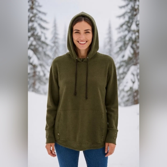 Jane & Delancey - Gray Hoodie, Long Sleeves, Buttons On Cuffs & Slits On Sides - Picture 4 of 12